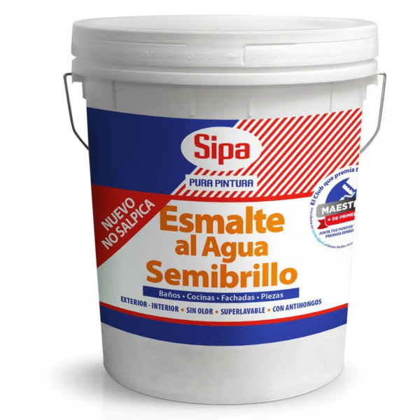 ESMALTE AL AGUA SEMIBRILLO SIPA BLANCO 4 GL