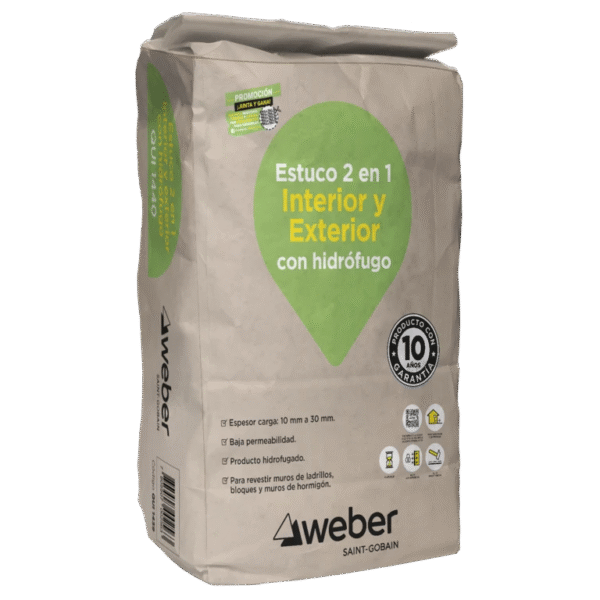WEBER MORTERO ESTUCO 2 EN 1 SACO 25KG