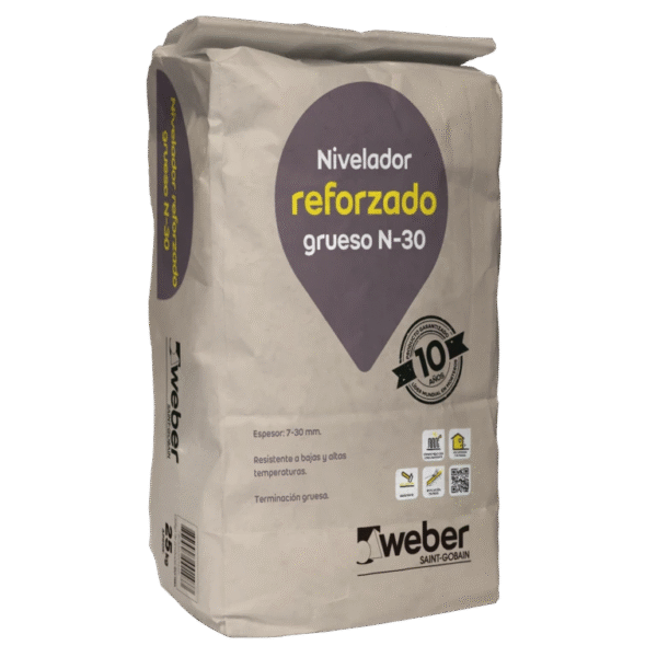 WEBER MORTERO NIVELADOR DE PISO N-30 REFORZADO GRUESO