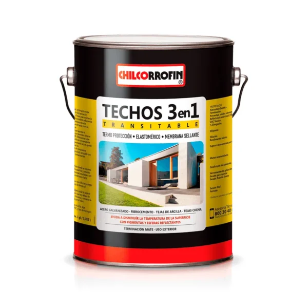 PINTURA TECHOS 3EN1 ELASTO ROJO 1GL (CHILCORROFIN)