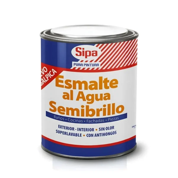 ESMALTE AL AGUA SEMIBRILLO SIPA BLANCO 1/4GL