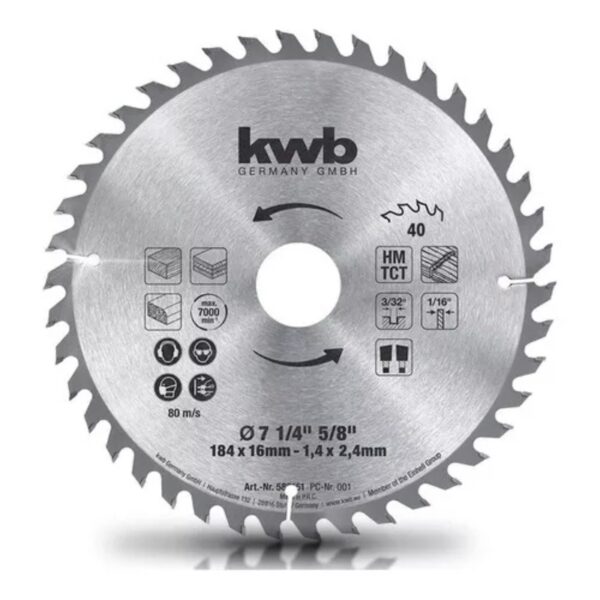 DISCO SIERRA CIRCULAR 7.1/4" - 40D COMPATIBLE: 4331211. 4330997. 4331051