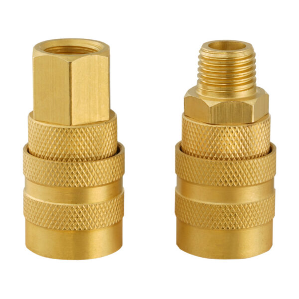 SET 2 PCS ACOPLE RAPIDO 1/4'' NPT BRONCE