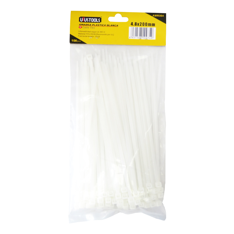 AMARRA CABLES 4.8 X 200 MM - BLANCA (100UN)