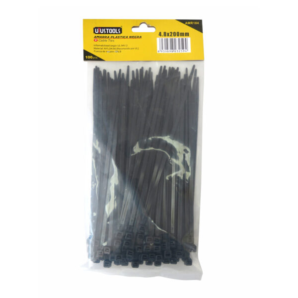 AMARRA CABLES 4.8 X 200 MM - NEGRO (100UN)