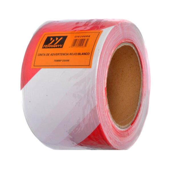 CINTA ADVERTENCIA ROJO/BLANCO 75MMX200M