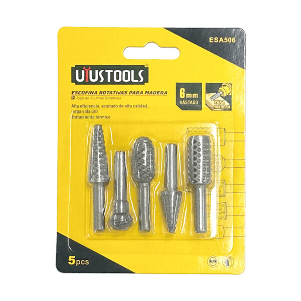 ESCOFINA ROTATIVAS 5 PIEZAS PARA MADERA 6MM